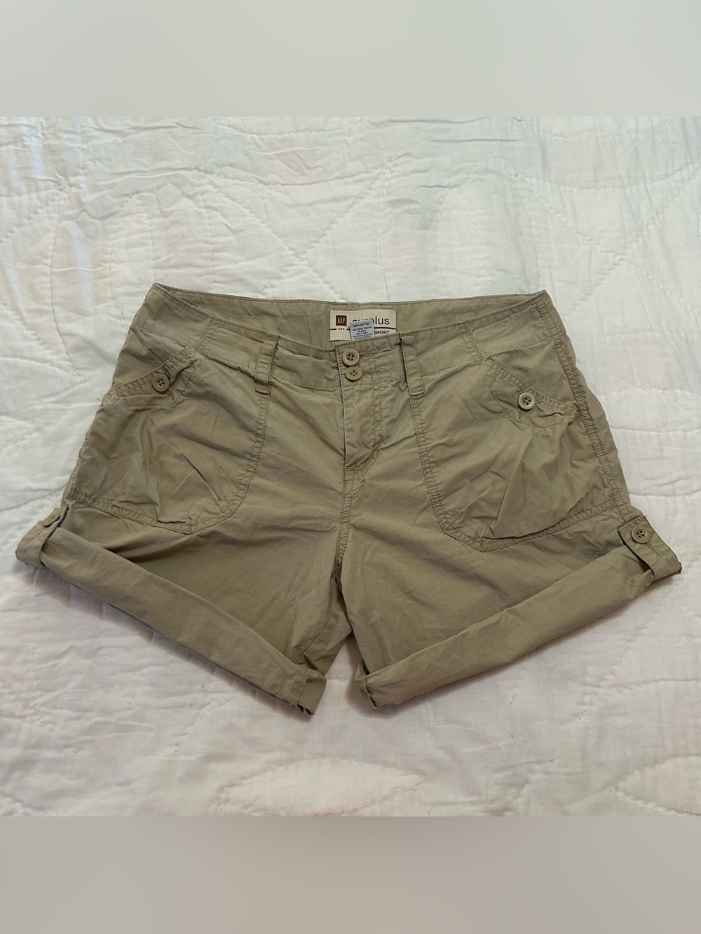 Vtg Y2K 2001 Gap Surplus Khaki Shorts Roll Up Womens 10 Gorpcore Utility Cargo
